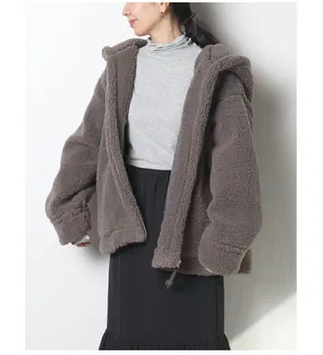 meri 미일리 보아 후디 후드 부착 보아 자켓 그레이