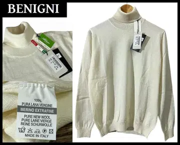 미사용 이탈리아제 베니니 메리노 울 터틀넥 니트 스웨터