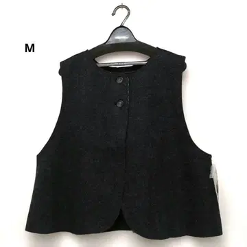 블랙 압축 울 베스트 버튼 포함 368