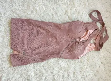 글로시 핑크 레이스 타이트 드레스 S