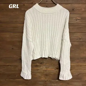 [그레일] GRL 화이트 크롭 스웨터 긴팔 M