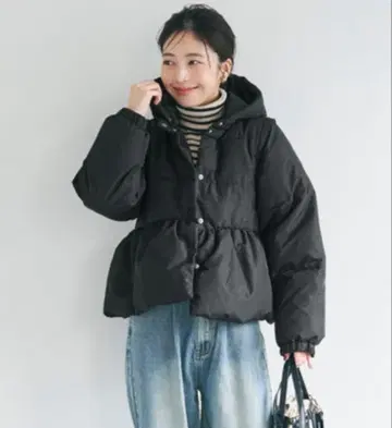 새상품 coca 후드 부착 충전솜 아우터 블루종 페플럼 베스트