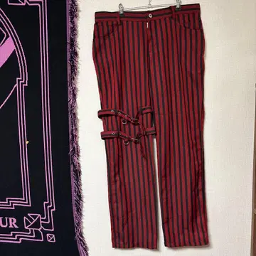 펑크 패션 Blood Storm 빨검 스트라이프 팬츠