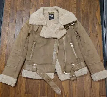 새상품급 ZARA 베이지 무스탕 자켓 XS 라이더 보아