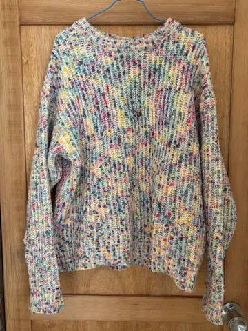 컬러풀 리브 니트 긴팔 스웨터