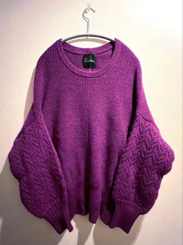 어반리서치 로쏘 가을/겨울 퍼플 컬러 편직 돌먼 슬리브 니트 풀오버