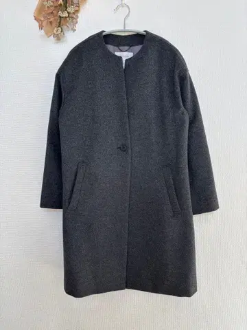 UNTITLED 프리미어 라인 캐시미어 혼방 노카라 코트 2 차콜 그레이