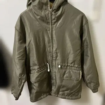 플리스 안감 후드 부착 자켓 올리브