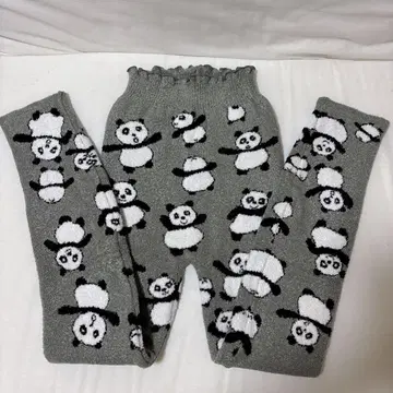 털바지 택 없음 니트 레깅스 와코루 복슬복슬 눈의 나라 팬더 무늬 따뜻한
