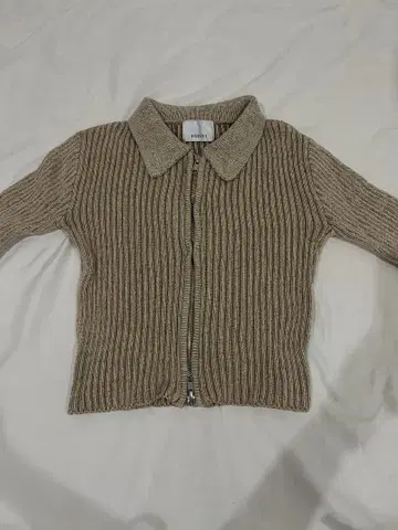 EGOIST 베이지 리브 집업 스웨터