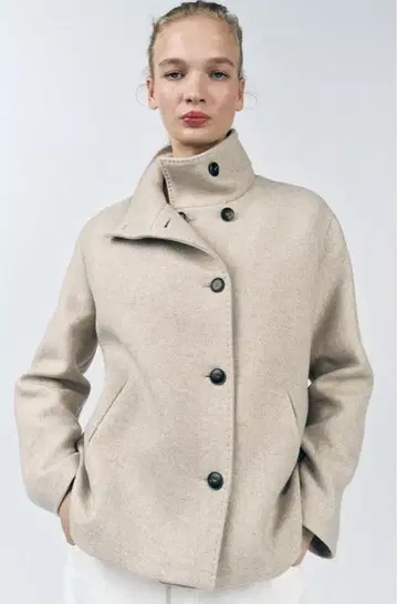 ZW COLLECTION 숏 울 블렌드 코트