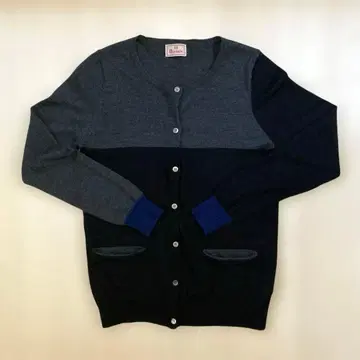 마오메이드 Mao made 그레이 x 네이비 긴팔 울 가디건