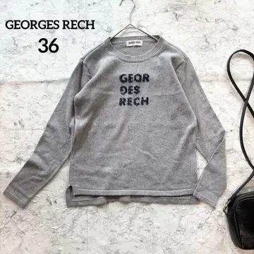 [조르주레쉬] 로고 자수 코튼 니트 긴팔 스웨터 그레이 미세스