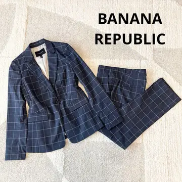 BANANA REPUBLIC 팬츠 수트 셋업 체크 네이비