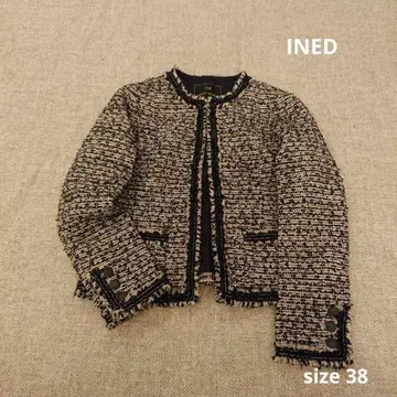 1회 착용 새상품급 INED 노카라 자켓 트위드