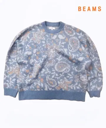 BEAMS 페이즐리 무늬 니트 L 사이즈 모헤어 혼방