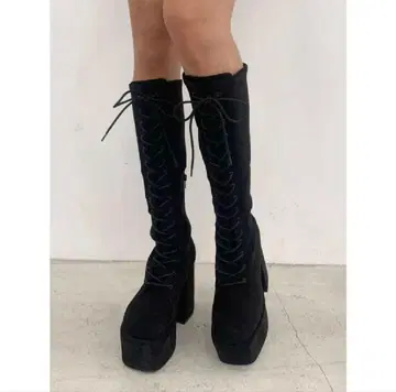 EMODA 레이스업 핏 부츠 S 사이즈 블랙