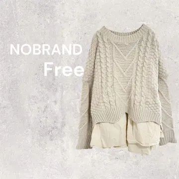 케이블 니트 스웨터 긴팔 셔츠 포함 레이어드 프리 사이즈 두꺼운 원단