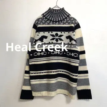 힐 크릭 하이넥 니트 보더 패턴 골프웨어 여성용 42