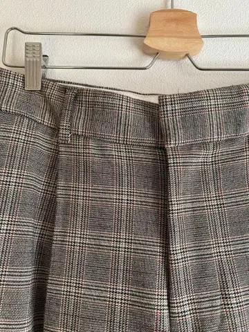 ZARA 체크 무늬 와이드 팬츠 프론트 턱 M