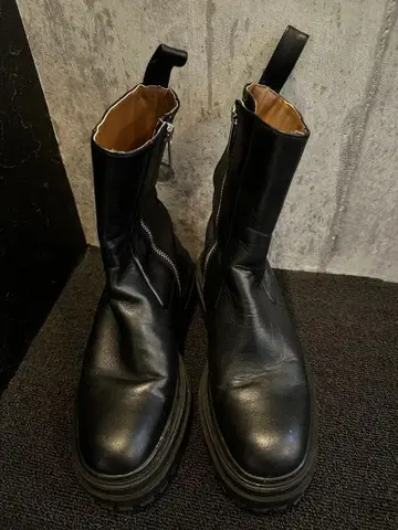 ZARA 자라 사이드 고어 부츠 가죽 부츠 통굽 부츠