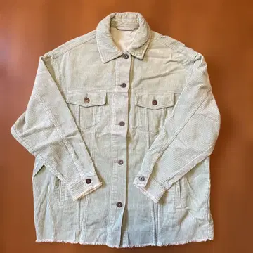 ZARA 코듀로이 자켓 연두색 오버 사이즈