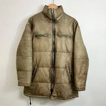 90s 가죽 다운 자켓 그런지 베이지 우라하라 VINTAGE
