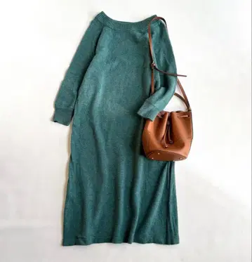 이에나*램스울 니트 롱 원피스 그린