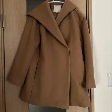 자유구 울 비버 후디드 코트 카멜 40