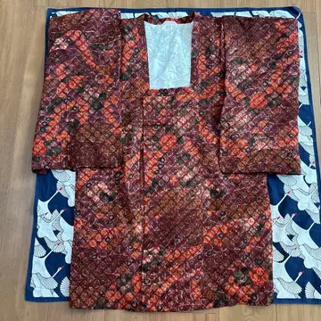 순수 실크 츠지가하나풍 시보리 도효 코트 빨간색 계열