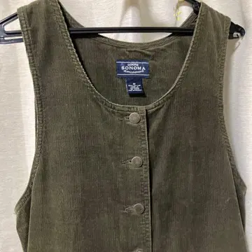 오버롤 스커트 USA 구제 의류 무릎 기장 슬리브리스 코튼 카키