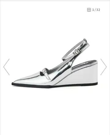 [ SY ] 넥 벨트 웨지 펌프스 실버