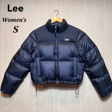 Lee 짧은 기장 다운 자켓 여성용 S 네이비 자수 로고
