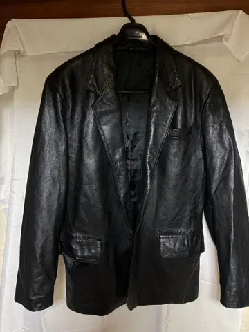 블랙 가죽 블레이저 구제 의류