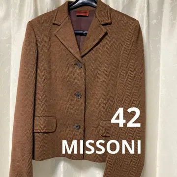 MISSONI 이탈리아제 헤링본 테일러드 자켓 브라운 42