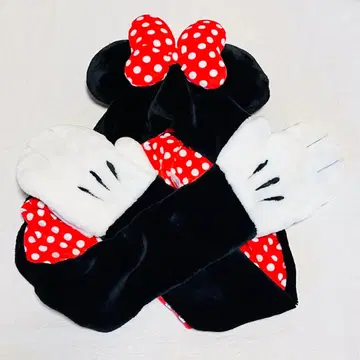 디즈니 미니 머플러 캡 블랙 빨간색 도트
