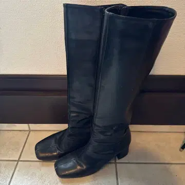 GRL 블랙 롱 부츠 중간 힐