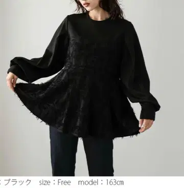 상의 자카드 도킹 페플럼 뷔스티에풍 블랙 프리 사이즈