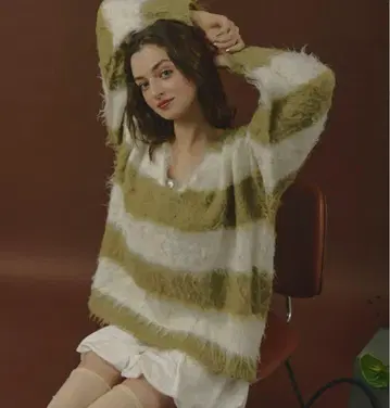 loin nuit 샤기 스트라이프 니트