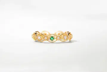 [ S925 순은 ] 천연 에메랄드 오픈 링 / 10K 골드 마감