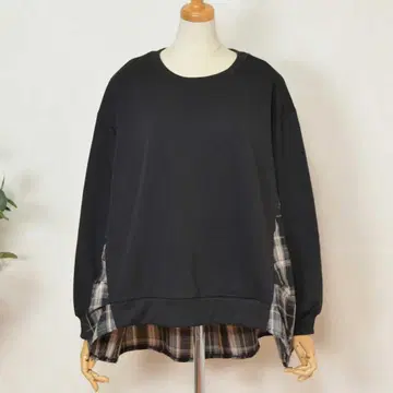 새상품 택 포함 M(여유로운 핏) 블랙 속기모 x 체크 무늬 튜닉 여성용