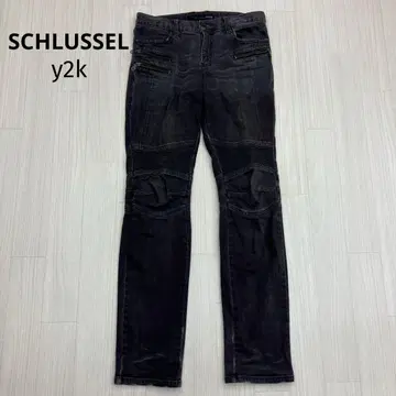 SCHLUSSEL 슈리셀 y2k 데미지 데님 청바지 그런지