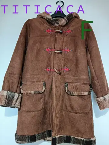 TITICACA 브라운 더플 코트 후드 부착
