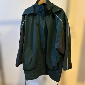 후드 부착 다크 그린 블루종