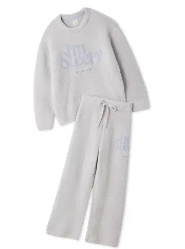 파우더 슬리피 로고 자카드 풀오버 & 롱 팬츠 세트