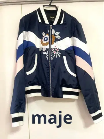 새상품 maje 36 점퍼 스카잔 꽃무늬 네이비