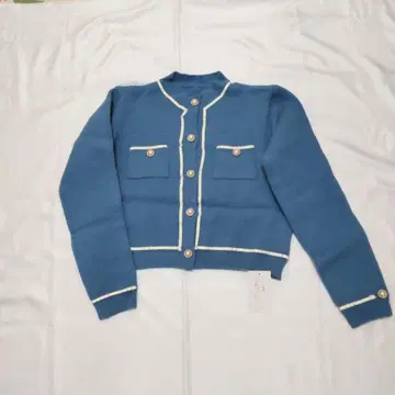 택 포함 미사용 새상품 예쁜 블루 니트 가디건