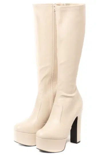 R&E 와이드 힐 스트레치 롱 부츠