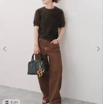 택 포함 새상품 Spick and Span 페더얀 하프 슬리브 니트