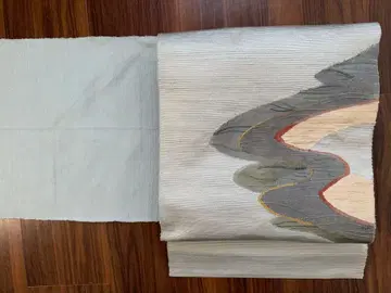 [ 96 ] 나고야 오비(약 24cm) 스카이블루 순수 실크 중고